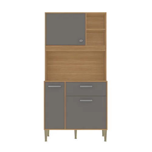 Kit Cozinha 3 Portas 1 Gaveta 8977 Freijó Gris 2538 - Kits Paraná
